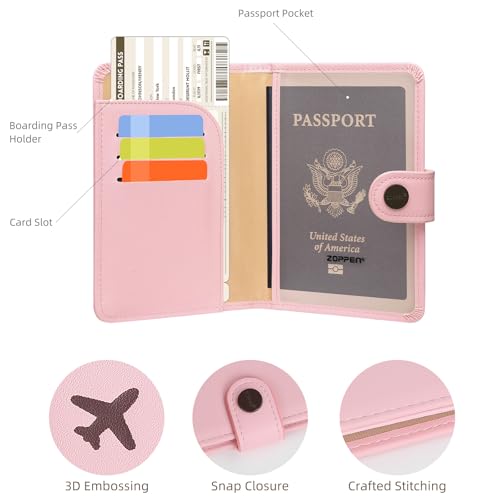 Passport Holder RFID Blocking Travel Wallet (Pink)