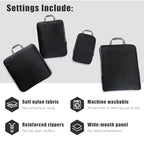 4 Set Compression Packing Cubes Travel (Black)