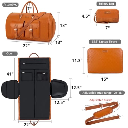 Garment Bag for Travel (A8-Brown-Faux Leather)