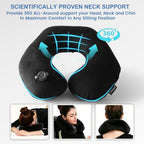 Inflatable Travel Neck & Shoulder Pillow for Airplanes & Long Trips (Corporate Black / Medium)