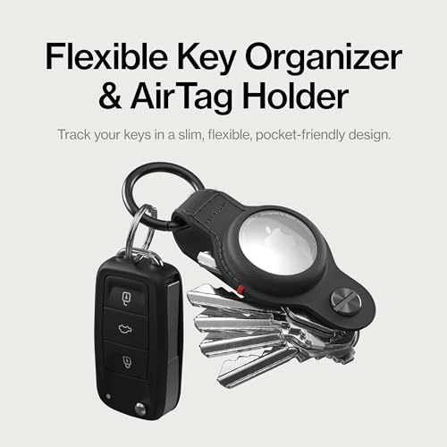 KeySmart Air AirTag Keychain Key Holder (Vegan Leather (2 Pack))