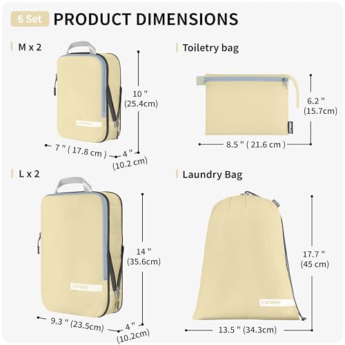 Compression Packing Cubes for Travel (Vanilla Cream / 6PCS)