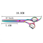 7" Dog Grooming Scissors Set with Rhinestone Accent (Rainbow)