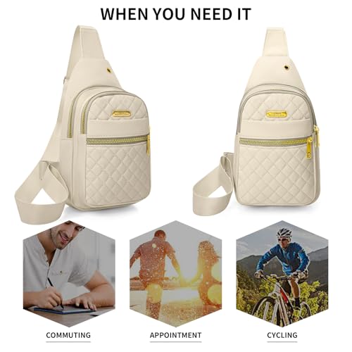 Small Sling Bag For Women Men Casual Crossbody Sling Backpack (8002-beige)