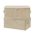Fabric Storage Bins with Zipper Lids (Beige / Small (Pack of 2))