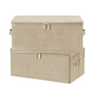 Fabric Storage Bins with Zipper Lids (Beige / Small (Pack of 2))