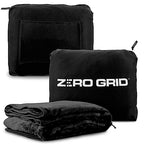 Lightweight Airplane & Travel Blanket with Foot Pockets (Black)