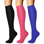 Compression Socks for Women & Men Circulation (Small-Medium / 10 Black/Rose Red/Blue)
