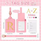 Personalized Initial Luggage Tags for Suitcase (Pink Leather,glod Letter / R)