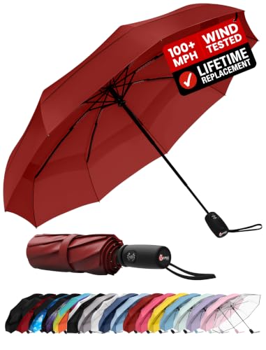 Repel Automatic Travel Umbrella (Red 1-Pack / Standard)
