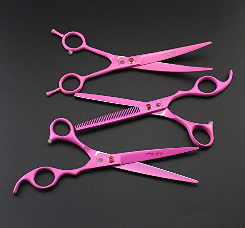 7" Dog Grooming Scissors Set with Rhinestone Accent (Pink)