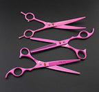 7" Dog Grooming Scissors Set with Rhinestone Accent (Pink)
