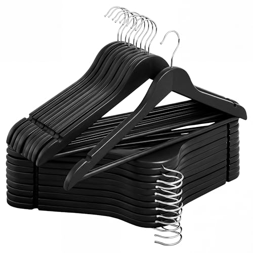 Wooden Coat Hangers (0.5"T (20 pack) / Matte Black)