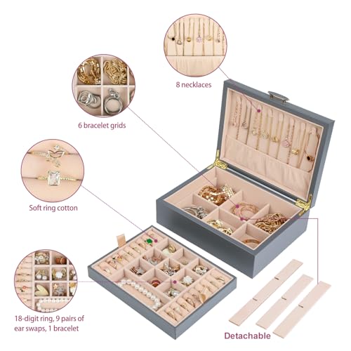 Small Jewelry Organizer for Women (Small-Grey)