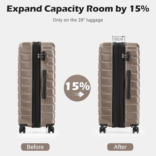Lightweight Luggage with TSA Lock (3 Piece Set (20in/24in/28in) / Brown)