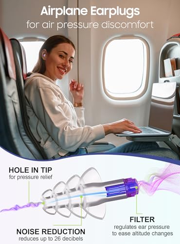Ear Plugs for Airplane Pressure Relief (Magenta Purple - Small)