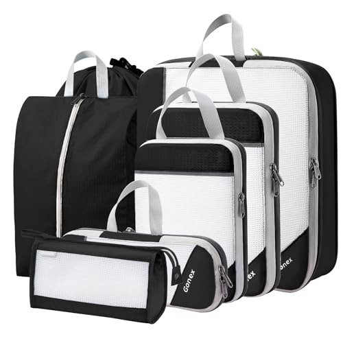 Compression Packing Cubes for Travel (Set of 7 / 7-Black)
