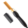 Electric Ceramic Hair Straightener and Curling Iron (Gold)