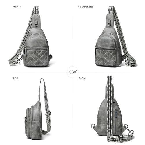 Sling Bag For Women Fanny Pack Crossbody Travel Shoulder Belt Bags Tote Backpack Purse Faux Leather Dark Grey (Dark Grey)