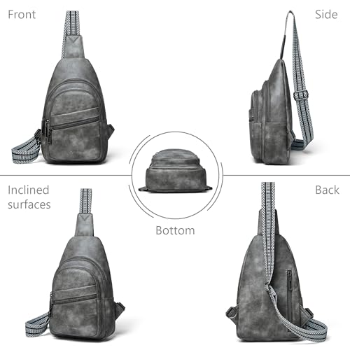 Sling Bag Crossbody Bags for Women Small Cross Body Bag Fanny Packs Chest Sling Purse for Daily Travel Leisure Sport (2-2 Dark Grey)