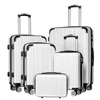Luggage Set Lightweight and Durable Hardshell (white grid new / 5-Piece Set)