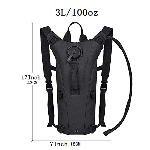 Tactical Water Hydration Pack Military 3L Water Bladder Carrier Backpack Leakproof for Running Jogging Cycling Hiking (Tan Khaki & Black)