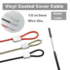 1/8"(3mm) Wire Diam Stainless Steel Cable Eyelets Loops Short Rope Lanyard Safety Tether Chain Lock with Vinyl Coated Cover, 20Pcs 6" Long Red (6 inches - 20 Pcs / Red-A)