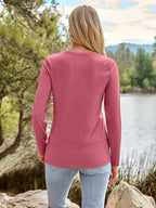 Long Sleeve Shirts for Women Casual Crewneck Tops Basic Tees (XX-Large / 01hotpink)
