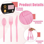 90 Pieces Pink Plastic Cutlery Set (Pink)