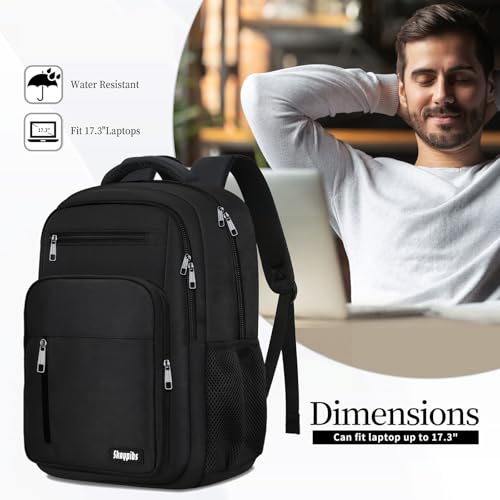 Black Backpack for Men Women (A6-black2 / 18.4 Inch)