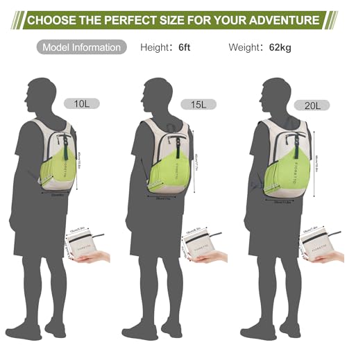 20L Hiking Backpack for Men Women Lightweight Foldable Small Daypack for Travel Camping Outdoor (Beige and Green / 20l)