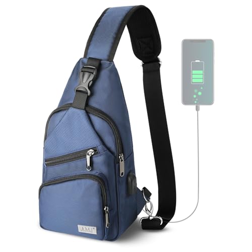 Crossbody Sling Bag Men (Blue / Large)