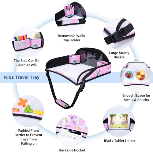 Kids Travel Tray for Car Seat (Pink Alpaca)