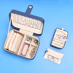 Large Jewelry Travel Case with 4 Velvet Jewelry Pouches (dark blue)