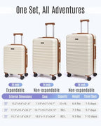 Luggage Sets 3 Pcs Suitcase with Wheels (White / 3-Piece Set-20 Inch/24 Inch/28 Inch)