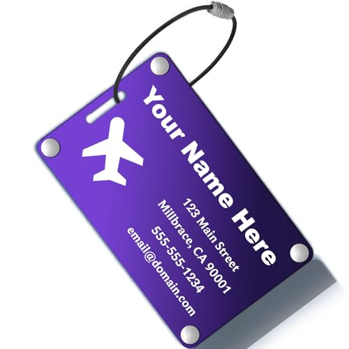 Personalized Luggage Tags (Sleek Bar-purple(horizontal))