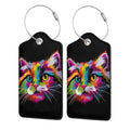 Cat Leather Luggage Tag with Stainless Steel Ring (4 PCS / Cat2)