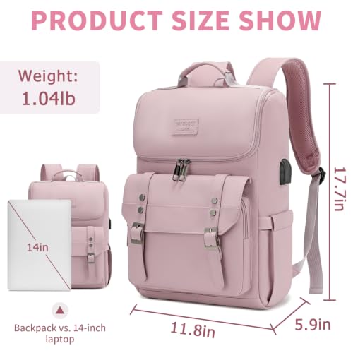 Vintage Backpack Travel Laptop Backpack with usb Charging Port for Women & Men College Backpack Fits 15.6 Inch Laptop Light Purple (Light Purple)