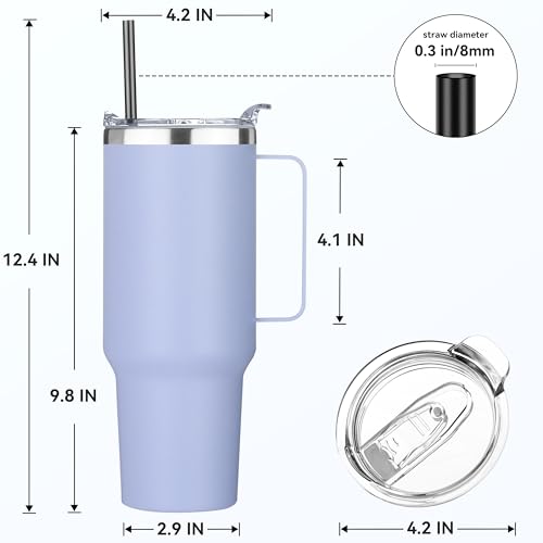 40 oz Stainless Steel Tumbler with Handle (Light Blue / 40 Ounces-4)