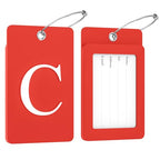 2 Pack Initial Luggage Tags for Suitcases Airplane Travel Essentials (Large C / Red)