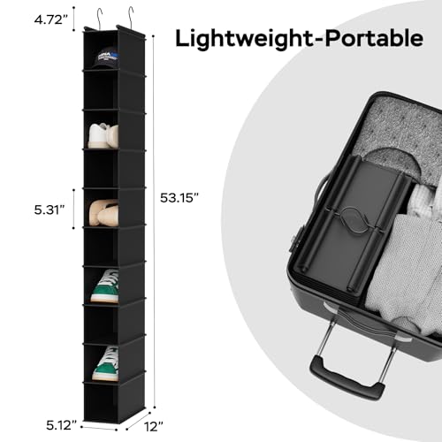 10 Shelf Hanging Shoe Shelf Organizer for Closet Black (Black / 1-Pack)