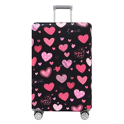 Travelkin Luggage Covers For Suitcase Tsa Approved Suitcase Cover Protector (Loving Hearts-Black / M)