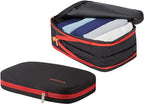 BeeNesting 2 Layers Large Compression Packing Cubes 2 set for travel carry on Compressible Packing Bags for clothes (Black Red / 2 Pack(26L+26L))