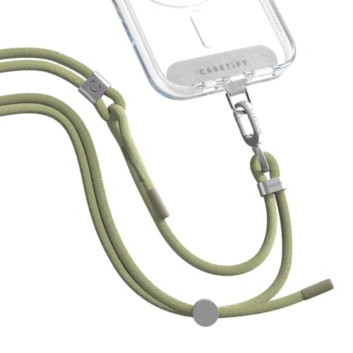 6mm Rope Cross Body Strap with Card (6mm / Solid Olive Green With Silver Clasp)