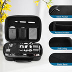 Hard Travel Electronic Organizer Case for MacBook Power Adapter Chargers Cables Power Bank Apple Magic Mouse Apple Pencil USB Flash Disk SD Card Small Portable Accessories Bag (Jet Black / Extra Large - 11.8 x 8.0 x 3.3 Inch)