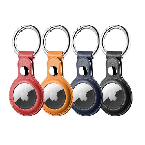 Leather Airtag Holder (Black/Dark Blue/Yellow/Red)