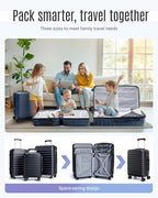 Luggage Sets 3 Pcs Suitcase with Wheels (Black / 3-Piece Set-20 Inch/24 Inch/28 Inch)
