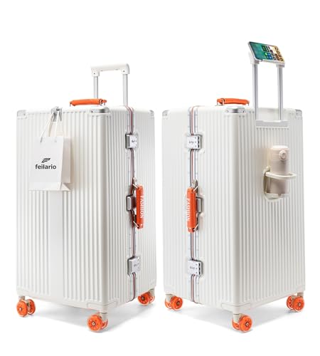 Super Large Aluminum Frame Checked Luggage (A5-Ivory Tangerine / 30in)