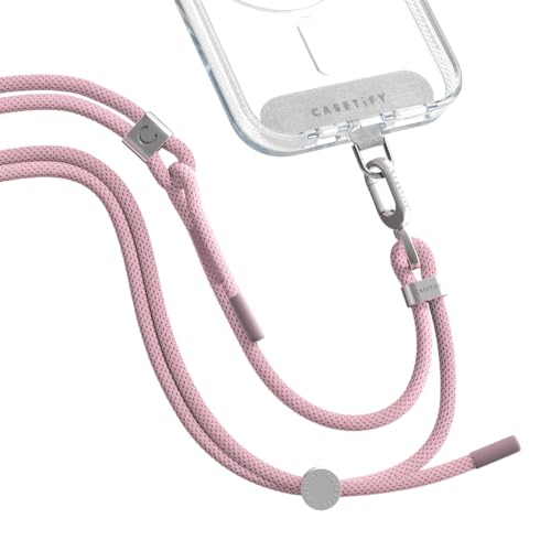 6mm Rope Cross Body Strap with Card (6mm / Blush Pink With Silver Clasp)