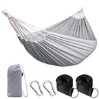 Cotton Camping Hammock Portable with Tree Straps Holds 660lbs (Grey)